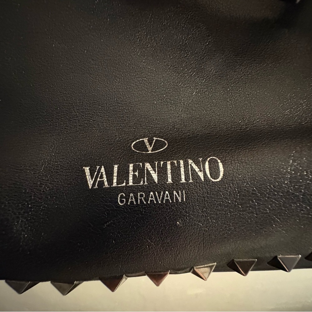 Valentino Garavani Noir Rockstud Tote Bag Black Leather Shoulder Bag Italy Large - Picture 2 of 11